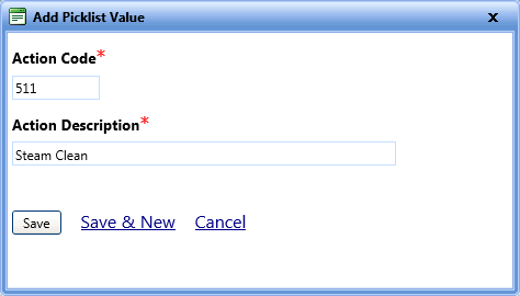Add picklist value - Repair Action